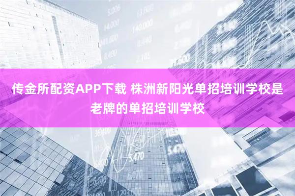 传金所配资APP下载 株洲新阳光单招培训学校是老牌的单招培训学校